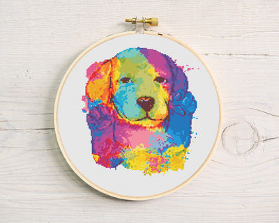 Puppy Cross Stitch, Instant Download Pattern PDF, X Stitch Tutorial, Modern Cross Stitch Chart, Animal Cross Stitch, Boho Housewarming Gift