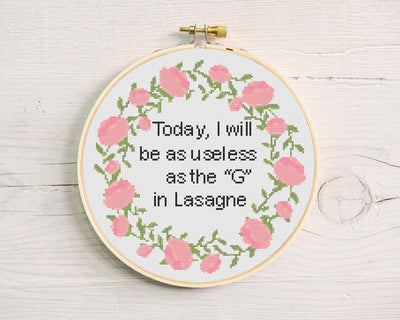 Rude Cross Stitch, Instant Download PDF, Lasagne Pattern, Sarcastic Cross Stitch, Boho Home Decor, Adult Gifts, Naughty Cross stitch