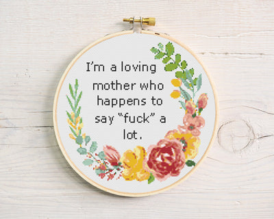Loving Mother Cross Stitch, Instant Download PDF Pattern, Counted Cross Stitch, Modern X Stitch Chart, Embroidery Pattern, Mom Quotes Gift