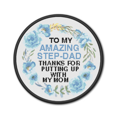 Step Dad Cross Stitch, Instant Download PDF Pattern, Counted Cross Stitch, Modern Cross Stitch Chart, Embroidery Pattern, Dad Quotes Gift