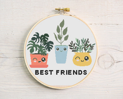 Best Friends Cross Stitch, Instant Download PDF Pattern, Counted Cross Stitch, Plant Cross Stitch, Embroidery Pattern, Cross Stitch Pattern