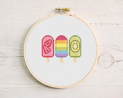 Ice Cream Cross Stitch, Instant Download PDF Pattern, Counted Cross Stitch, Modern Cross Stitch Chart, Embroidery Pattern, Food Cross Stitch