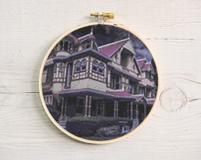 Haunted House Cross Stitch, Instant Download Pattern, Counted Cross Stitch, Modern Cross Stitch Chart, Embroidery Pattern, Stitch Design