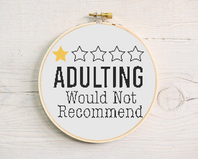 Adulting Cross Stitch, Instant Download PDF Pattern, Counted Cross Stitch, X Stitch Chart, Embroidery Pattern, Funny Cross Stitch Pattern