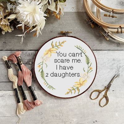 Two Daughter Cross Stitch, Instant Download PDF Pattern, Counted Cross Stitch, Modern Cross Stitch Chart, Embroidery Pattern, Funny Dad Joke