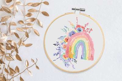Rainbow Cross Stitch, Instant Download PDF, Cute xstitch Pattern, Boho Home Decor, Wall Hanging Design, Nursery Gift, Rainbow Pattern Design