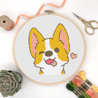 Corgi Cross Stitch, Instant Download PDF Pattern, Counted Cross Stitch, Modern Cross Stitch Chart, Embroidery Pattern, Cute Dog Quotes Gift