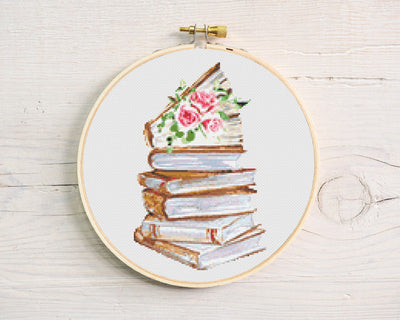 Book Reading Cross Stitch Pattern, Instant Download PDF, Reading X Stitch Pattern, Boho Home Gift, Wall Hanging X Stitch, Counted X Stitch