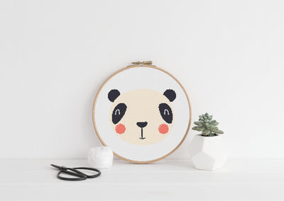 Panda Cross Stitch Pattern, Counted Cross Stitch, Instant Download PDF, Animal Cross Stitch Chart, Embroidery Pattern, Wall Decor Animal