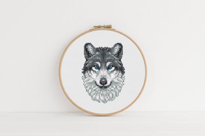 Wolf Cross Stitch, Instant Download Pattern PDF, X Stitch Tutorial, Modern Cross Stitch Chart, Forest Animal Cross Stitch, Housewarming Gift