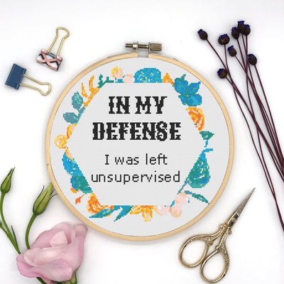 In My Defense Cross Stitch, Instant Download PDF Pattern, Counted Cross Stitch, Modern X Stitch Chart, Embroidery Pattern, Dad Quotes Gift