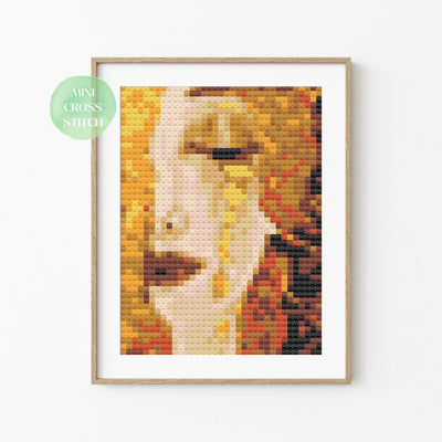 Mini Cross Stitch Pattern, Golden Tear Painting, Instant Download PDF Pattern, Counted Cross Stitch, Cross Stitch Chart, Miniature Painting