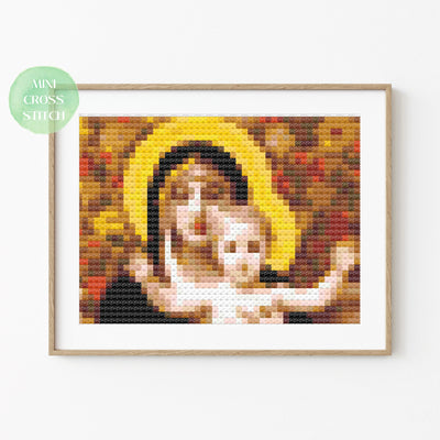 Mini Cross Stitch Pattern, The Madonna of the Lilies, Instant Download PDF, Counted Cross Stitch, Cross Stitch Chart, Miniature Painting