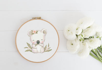 Koala Cross Stitch Pattern, Instant Download PDF Pattern, Kids Room Decor, Modern Counted X Stitch Chart, Animal Design, Baby Shower Gift