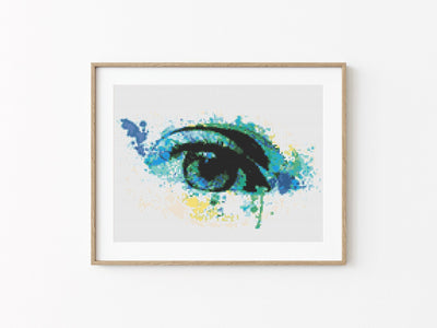 Watercolour Cross Stitch Pattern, Instant Download PDF Pattern, Eye Room Decor, Modern Counted X Stitch Chart, Minimal Wall Art, Moving Gift