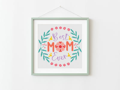 Best Mom Cross Stitch Pattern, Instant Download PDF Pattern, Room Decor, Counted Cross Stitch Chart, Wall Art, Moving Gift, Mothers Day Gift