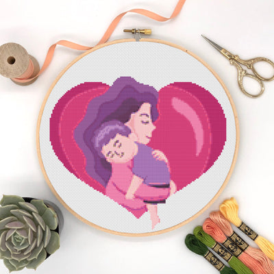 Mom Cross Stitch Pattern, Instant Download PDF Pattern, Room Decor, Counted Cross Stitch Chart, Wall Art, Moving Gift, Mothers Day Gift