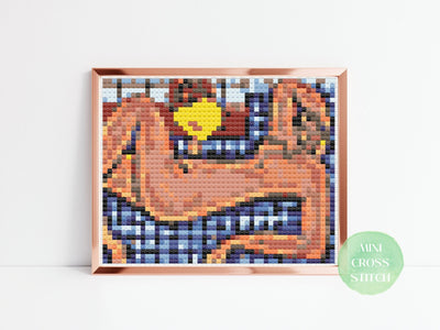 Tiny Cross Stitch Pattern, Pink Nude Matisse, Instant Download PDF, Wall Art Gift Idea, Counted X Stitch Chart, Museum Moving Gift, Boho Art