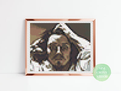 Tiny Cross Stitch Pattern, The Desperate Man, Instant Download PDF, Wall Art Gift Idea, Counted X Stitch Chart, Museum Moving Gift, Boho Art