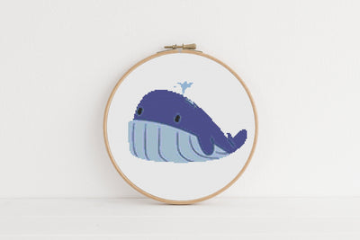 Whale Cross Stitch Pattern, Instant Download PDF Pattern, Boho Counted Cross Stitch Chart, Boho Wall Art, Moving Gift, Aesthetic Room Decor