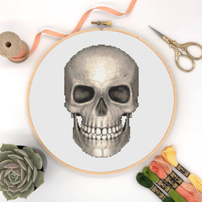 Skull Cross Stitch, Instant Download PDF, Modern X Stitch Pattern, Anatomy Decor, Boho Home Decor, Easy Cross Stitch, X Stitch Design