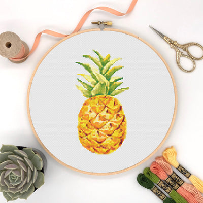 Pineapple Cross Stitch Pattern, Instant Download PDF, Food X Stitch Pattern, Housewarming Gift, Wall Hanging X Stitch, Counted Cross Stitch