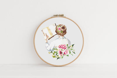 Book Lover Cross Stitch Pattern, Instant Download PDF, Reading Cross Stitch Pattern, Boho Home Gift, Wall Hanging X Stitch, Counted X Stitch