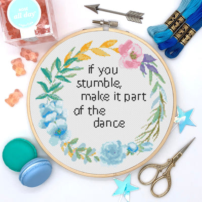 If You Stumble Cross Stitch, Instant Download PDF, Cross Stitch Pattern, Rude Cross Stitch, Boho Home Decor, Positive Home Decor, Quote Gift