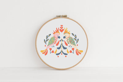 Birds Cross Stitch, Instant Download PDF Pattern, Counted Cross Stitch, Folk Cross Stitch, Embroidery Pattern, Cute Cross Stitch Pattern