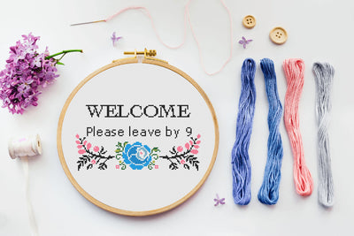 Welcome Cross Stitch, Instant Download PDF Pattern, Counted Cross Stitch, Modern Cross Stitch Chart, Embroidery Pattern, Funny Quotes Gift