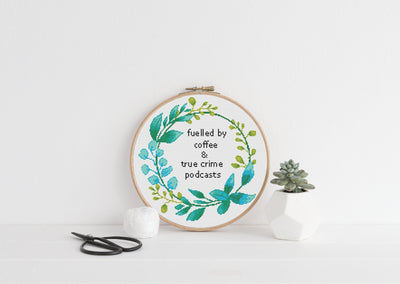 Crime Podcast Cross Stitch, Instant Download PDF Pattern, Counted Cross Stitch, Modern X Stitch Chart, Embroidery Pattern, Funny Quotes Gift