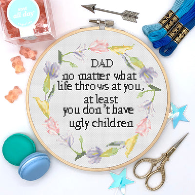 Ugly Children Cross Stitch, Instant Download PDF Pattern, Counted Cross Stitch, Modern x Stitch Chart, Embroidery Pattern, Funny Dad Joke