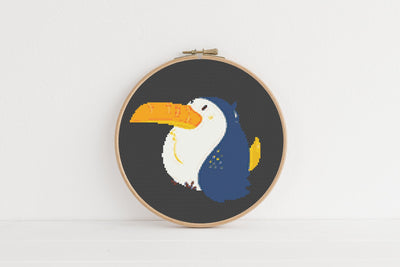 Toucan Cross Stitch Pattern, Instant Download PDF Pattern, Boho Counted Cross Stitch Chart, Boho Wall Art, Moving Gift, Aesthetic Room Decor