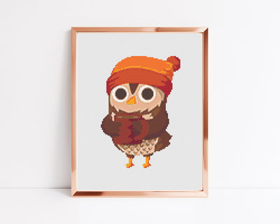 Owl Cross Stitch Pattern, Instant Download PDF Pattern, Animal Counted X Stitch Chart, Boho Wall Art, Moving Gift, Aesthetic Room Decor