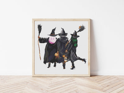 Witches Cross Stitch, Instant Download PDF Pattern, Counted Cross Stitch, Modern Cross Stitch Chart, Embroidery Pattern, Halloween Gift