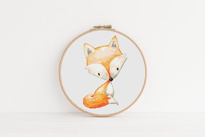 Baby Fox Cross Stitch, Instant Download PDF Pattern, Counted Cross Stitch Chart, Boho Wall Art, Kids Moving Gift, Woodland Nursery Decor