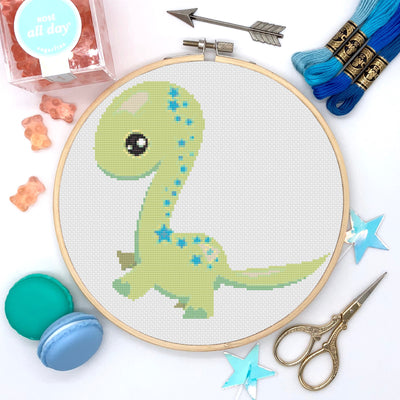 Dinosaur Cross Stitch, Instant Download PDF Pattern, Counted Cross Stitch Chart, Boho Wall Art, Kid Moving Gift, Dinosaur Pattern, Baby Room