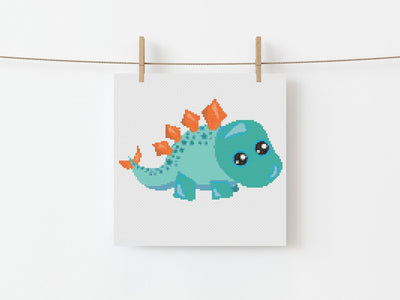 Dinosaur Cross Stitch, Instant Download PDF Pattern, Counted Cross Stitch Chart, Boho Wall Art, Kid Moving Gift, Dinosaur Pattern, Baby Room