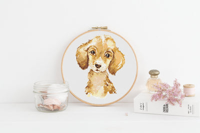 Puppy Cross Stitch, Instant Download PDF, Animal Pattern, Modern Cross Stitch Pattern, Rustic Home Wall Art, Dog Boho Nursery Gift