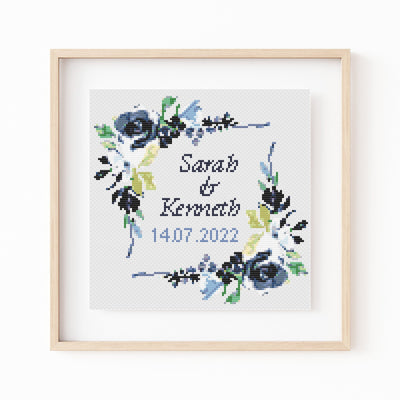 Wedding Announcement, Instant Download PDF, Custom Cross Stitch Pattern, Monogram Gift, Personalized Cross Stitch Chart, Bridal Shower Gift