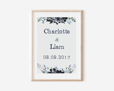 Wedding Announcement, Instant Download PDF, Custom Cross Stitch Pattern, Monogram Gift, Personalized Cross Stitch Chart, Bridal Shower Gift