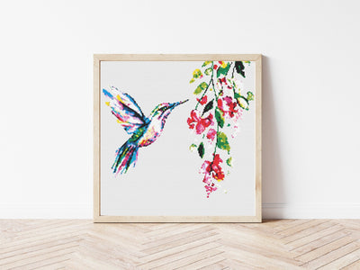 Hummingbird Cross Stitch, Instant Download PDF, Animal Pattern, Modern Cross Stitch, Rustic Home Wall Art, Bird Nursery Gift, Xmas Present