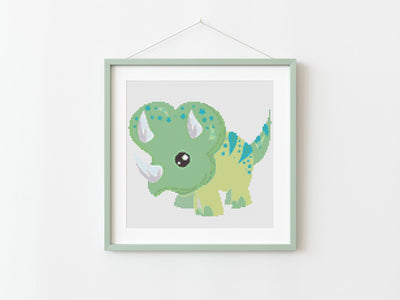 Dinosaur Cross Stitch, Instant Download PDF Pattern, Counted Cross Stitch Chart, Boho Wall Art, Kid Moving Gift, Dinosaur Pattern, Baby Room