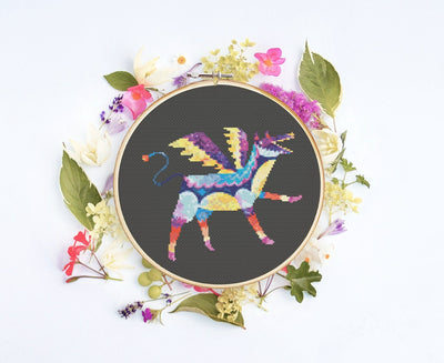 Alebrijes Cross Stitch, Instant Download PDF Pattern, Counted Cross Stitch, Modern Cross Stitch Chart, Embroidery Pattern, Halloween Gift