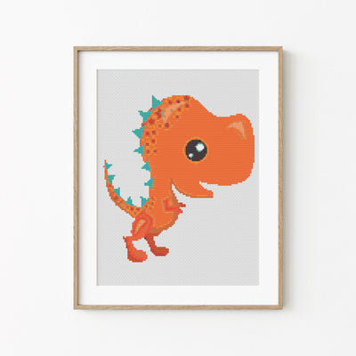 Dinosaur Cross Stitch, Instant Download PDF Pattern, Counted Cross Stitch Chart, Boho Wall Art, Kid Moving Gift, Dinosaur Pattern, Baby Gift