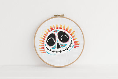 Muertos Skull Cross Stitch, Instant Download PDF Pattern, Counted Cross Stitch, Modern Cross Stitch Chart, Embroidery Art, Day of the Dead