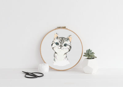 Cat Cross Stitch, Instant Download PDF Pattern, Counted Cross Stitch, Modern Cross Stitch Chart, Embroidery Pattern, House Cat Pet Gift