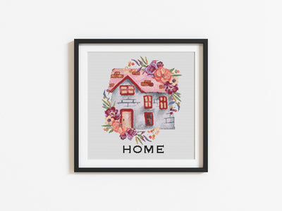 Home Cross Stitch, Instant Download PDF, Cross Stitch Pattern, Boho Home Decor, Wall Hanging Design, Christmas Gift, Embroidery Art Style