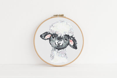 Sheep Cross Stitch, Instant Download PDF, Farm Animal Pattern, Modern X Stitch Pattern, Rustic Decor, Boho Home Gift, Cute Pig Gift Idea