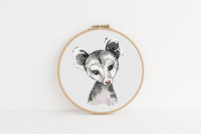 Opossum Cross Stitch, Instant Download PDF, Farm Animal Pattern, Modern Cross Stitch Pattern, Rustic Home Decor, Boho Wall Art, Nursery Gift